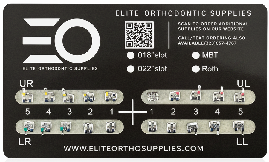 Elite Orthodontic Supplies product label with branding and specifications.