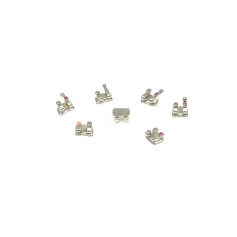 Elite metal orthodontic brackets individual 10-pack UR1–LL5 — Roth or MBT, .018 or .022 slot